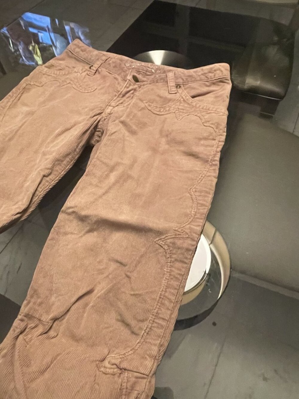 Robin's Jean Mauve Corduroy Pants Wing Embroidery Sz 27 $399 Retail
